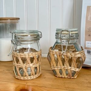 Wicker covered mason jars